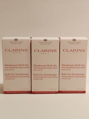 Clarins Gentle Care Roll on Deodorant for Unisex 1.7-Ounce Lot of 3